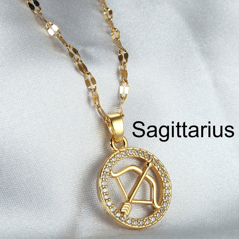 Golden Twelve Constellation Pendant Necklace - Trendy Radar