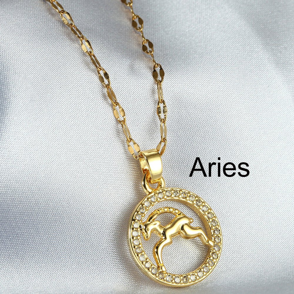 Golden Twelve Constellation Pendant Necklace - Trendy Radar