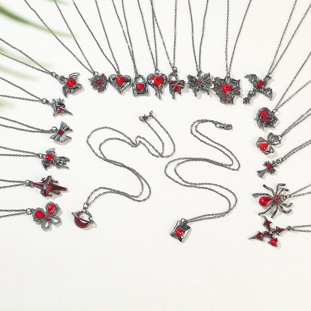 Gothic Spider, Bat, Cross, Skull, and Heart Pendant Necklaces - Trendy Radar