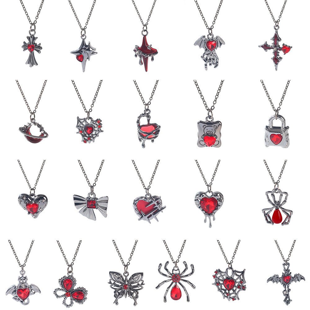 Gothic Spider, Bat, Cross, Skull, and Heart Pendant Necklaces - Trendy Radar