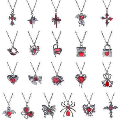 Gothic Spider, Bat, Cross, Skull, and Heart Pendant Necklaces - Trendy Radar
