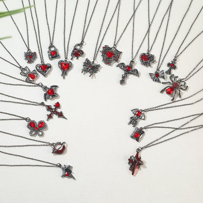Gothic Spider, Bat, Cross, Skull, and Heart Pendant Necklaces - Trendy Radar