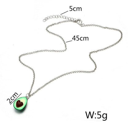 Handmade Avocado Halves Necklace & Earrings Set - Trendy Radar