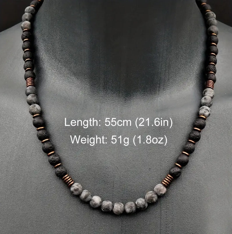 Handmade Volcanic Rock & Hematite Beaded Necklace - Trendy Radar