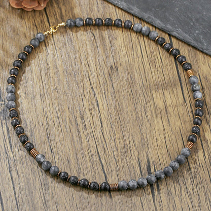 Handmade Volcanic Rock & Hematite Beaded Necklace - Trendy Radar