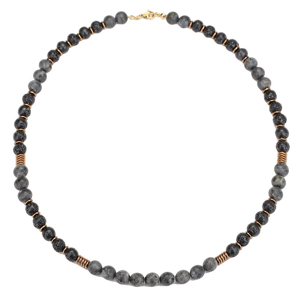 Handmade Volcanic Rock & Hematite Beaded Necklace - Trendy Radar