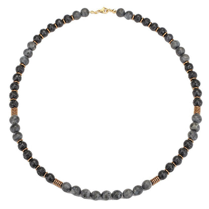 Handmade Volcanic Rock & Hematite Beaded Necklace - Trendy Radar