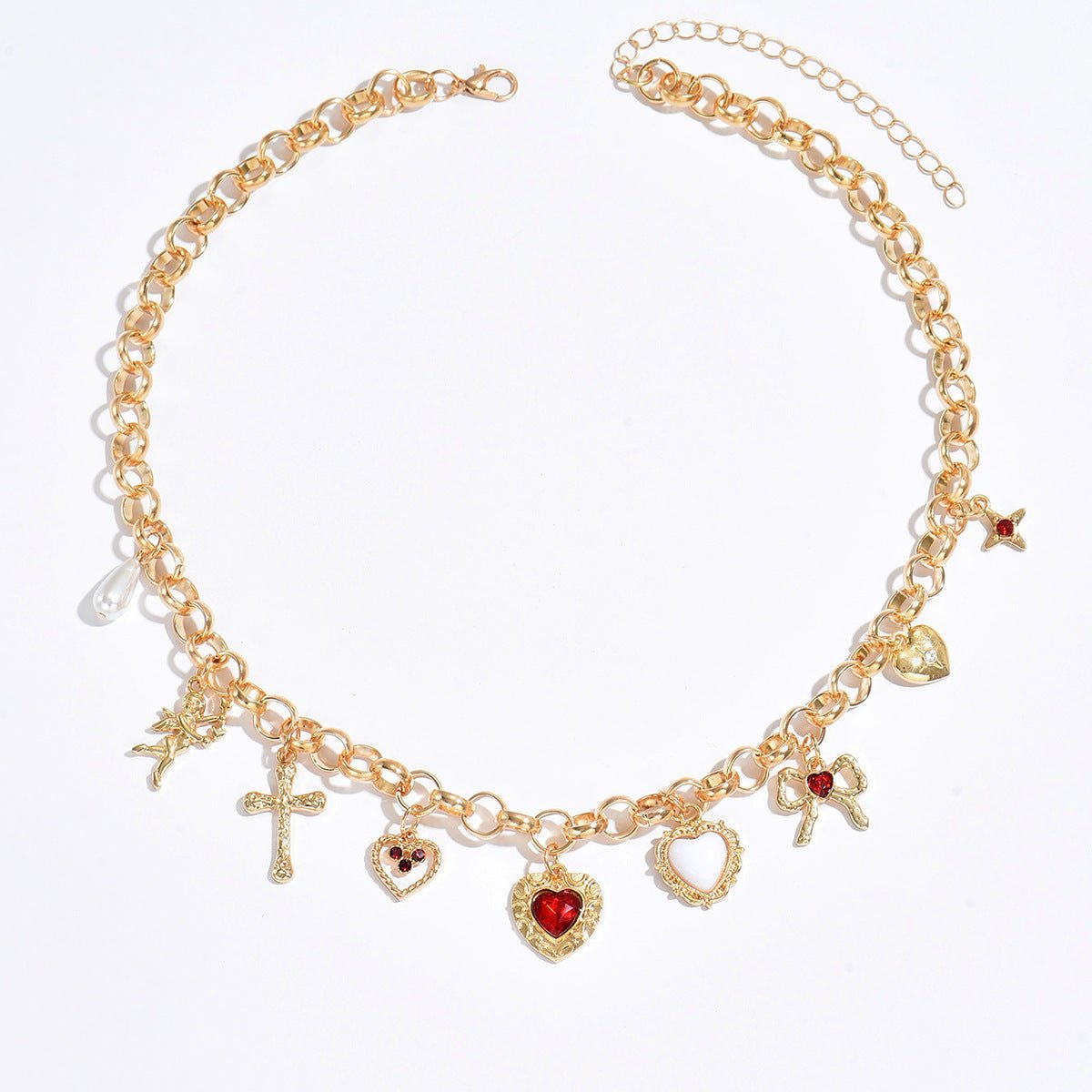 Heart - Shaped Cross Pendant Necklace & Bracelet - Trendy Radar