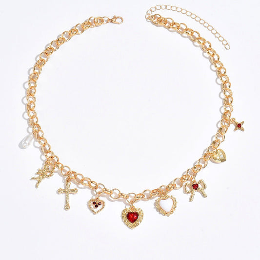 Heart - Shaped Cross Pendant Necklace & Bracelet - Trendy Radar