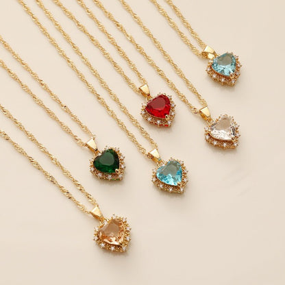 Heart - Shaped Full Diamond Zircon Love Necklace - Trendy Radar