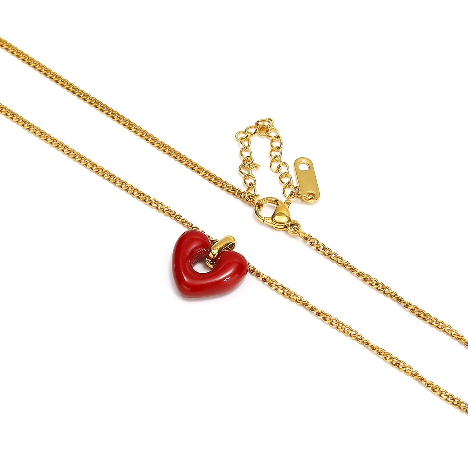 Heart-Shaped Red Agate Pendant Necklace - Trendy Radar