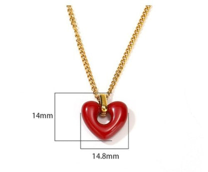 Heart-Shaped Red Agate Pendant Necklace - Trendy Radar