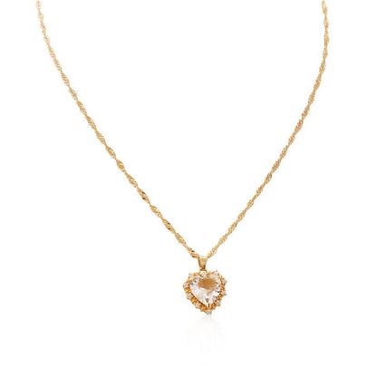 Heart - Shaped Rhinestone Collarbone Necklace - Trendy Radar