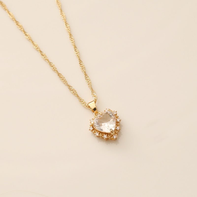 Heart - Shaped Rhinestone Collarbone Necklace - Trendy Radar