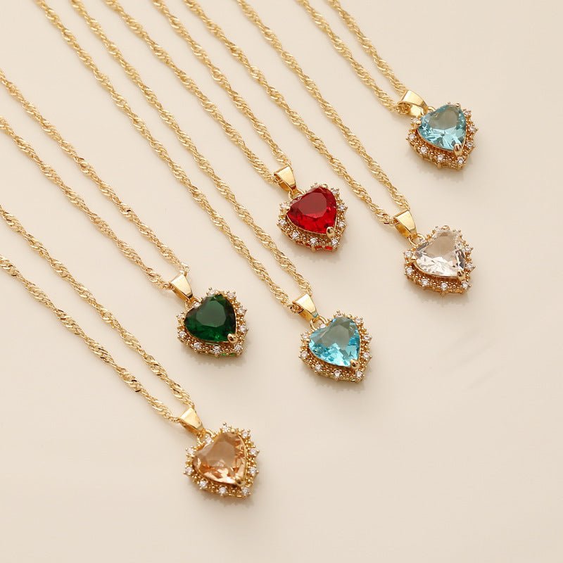 Heart - Shaped Rhinestone Collarbone Necklace - Trendy Radar
