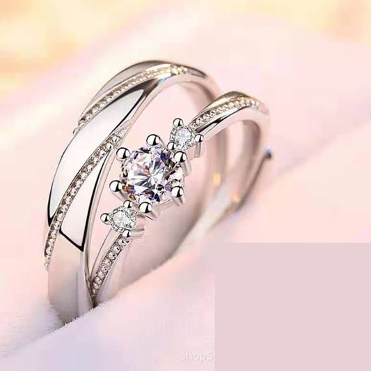 Him & Her Sterling Silver Couple Rings – Adjustable - Trendy Radar