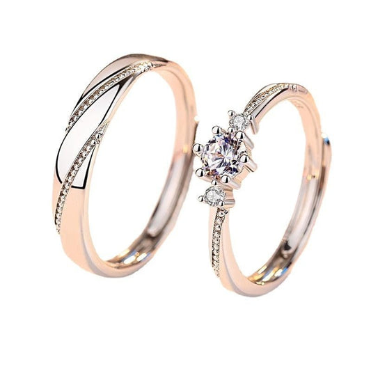 Him & Her Sterling Silver Couple Rings – Adjustable - Trendy Radar