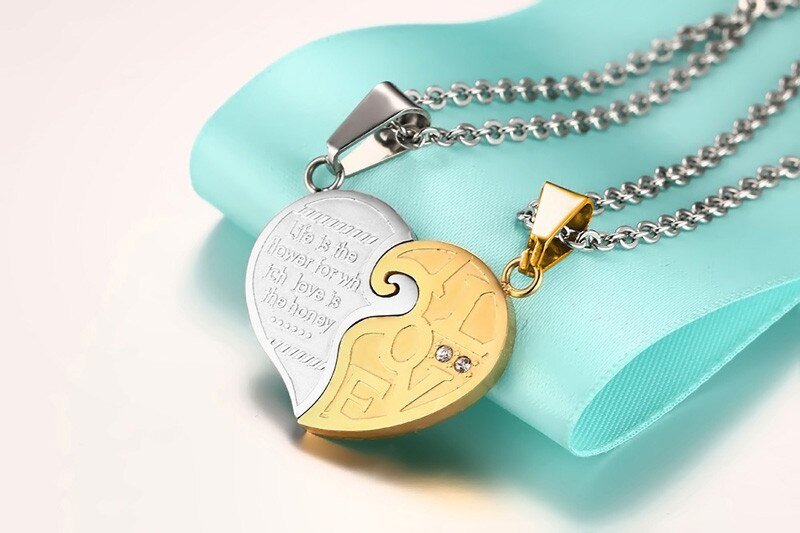 His & Hers Matching Heart Necklace Set – 2pcs - Trendy Radar