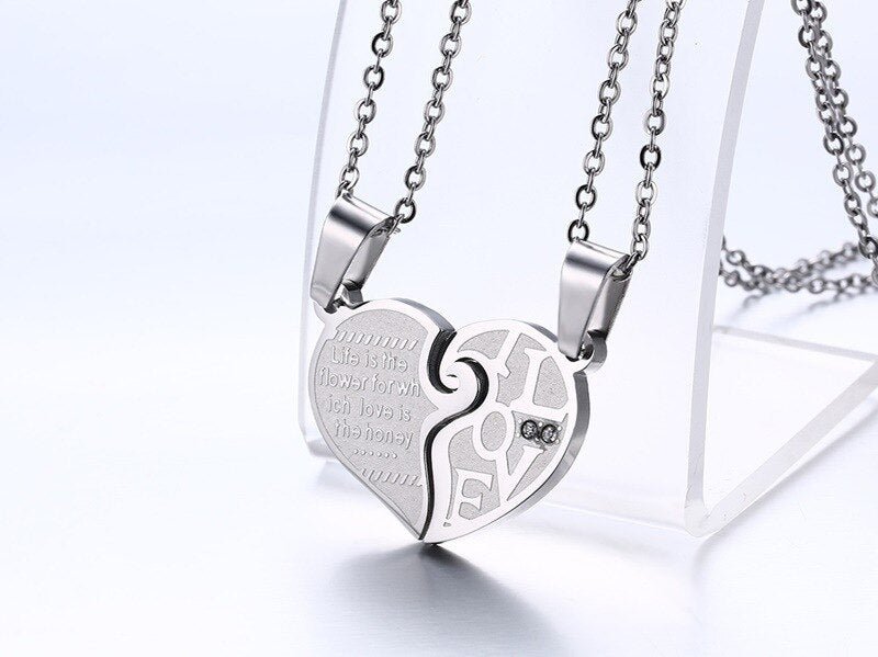His & Hers Matching Heart Necklace Set – 2pcs - Trendy Radar