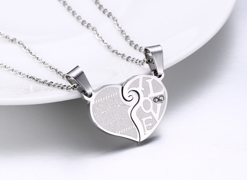 His & Hers Matching Heart Necklace Set – 2pcs - Trendy Radar