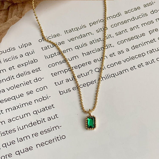 Ins Style French Emerald Necklace & Bracelet Set - Trendy Radar