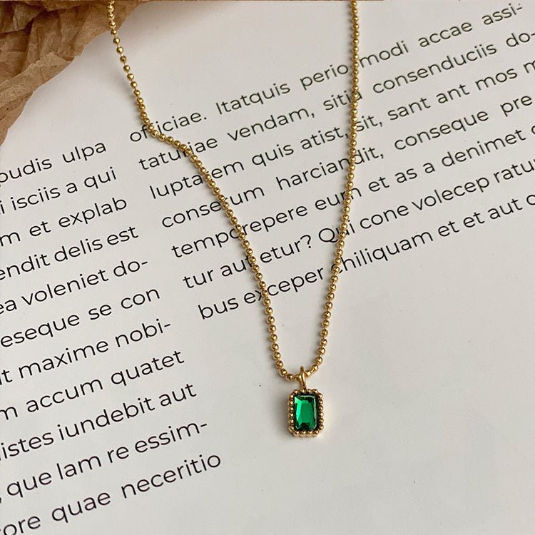 Ins Style French Emerald Necklace & Bracelet Set - Trendy Radar