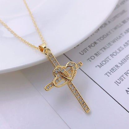 INS Style Gold-Plated Jesus Love Cross Necklace - Trendy Radar