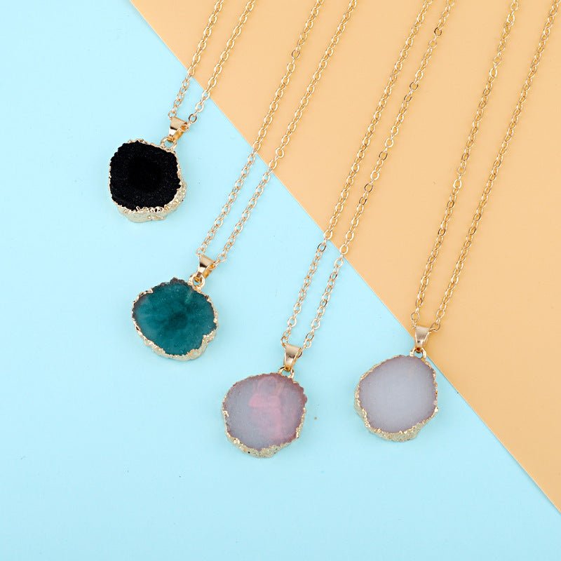 Irregular Resin Natural Stone - Look Pendant Necklace - Trendy Radar