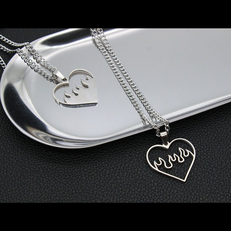 Love Flame Couple Necklace Stainless Steel - Trendy Radar