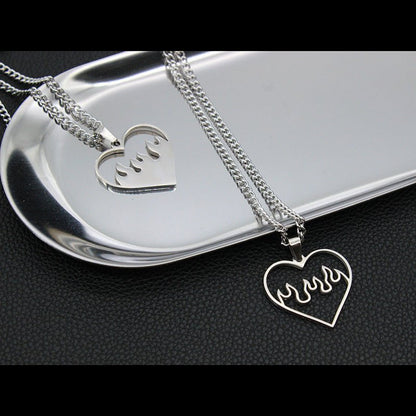 Love Flame Couple Necklace Stainless Steel - Trendy Radar