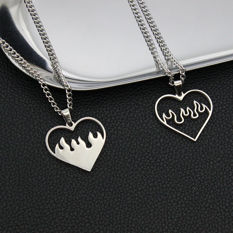 Love Flame Couple Necklace Stainless Steel - Trendy Radar