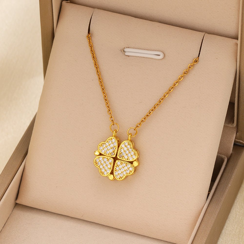 Magnetic Folding 4-in-1 Four-Leaf Clover Necklace - Trendy Radar