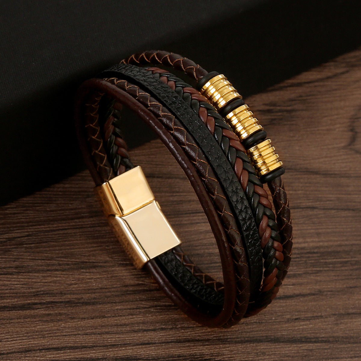 Men’s Woven Leather Bracelet - Trendy Radar