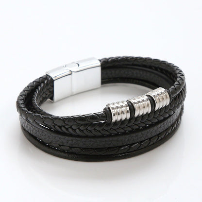 Men’s Woven Leather Bracelet - Trendy Radar