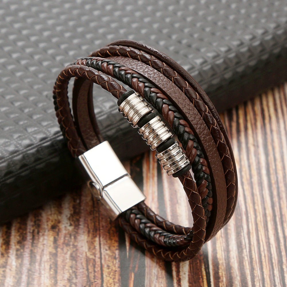 Men’s Woven Leather Bracelet - Trendy Radar