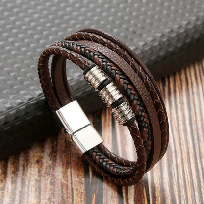 Men’s Woven Leather Bracelet - Trendy Radar