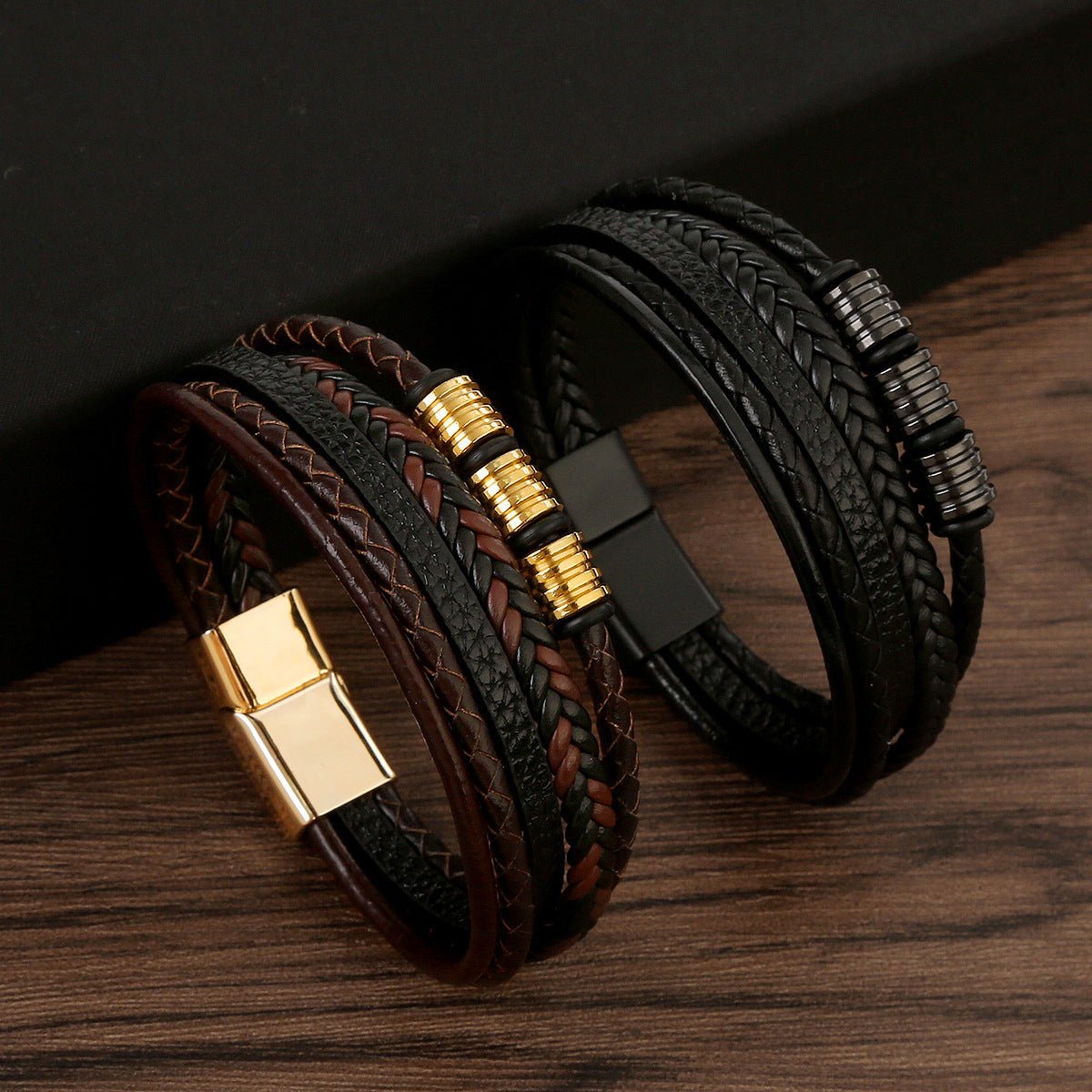 Men’s Woven Leather Bracelet - Trendy Radar