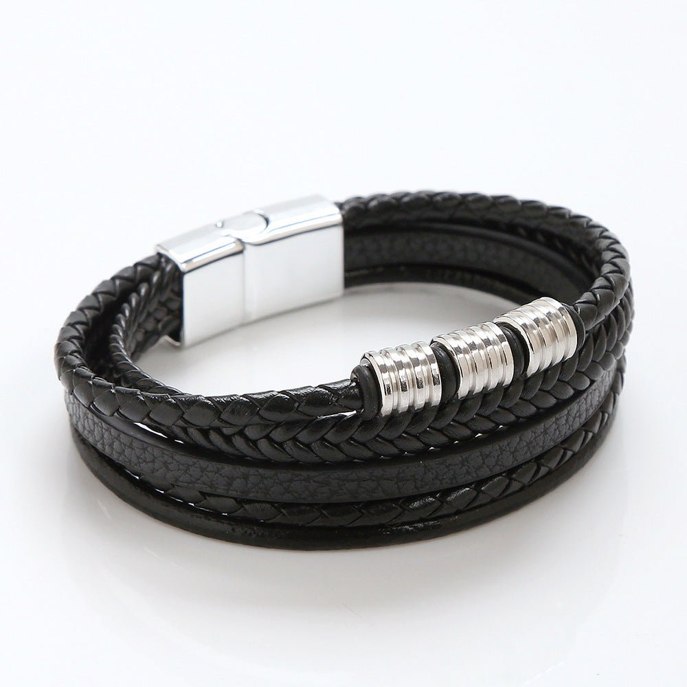 Men’s Woven Leather Bracelet - Trendy Radar
