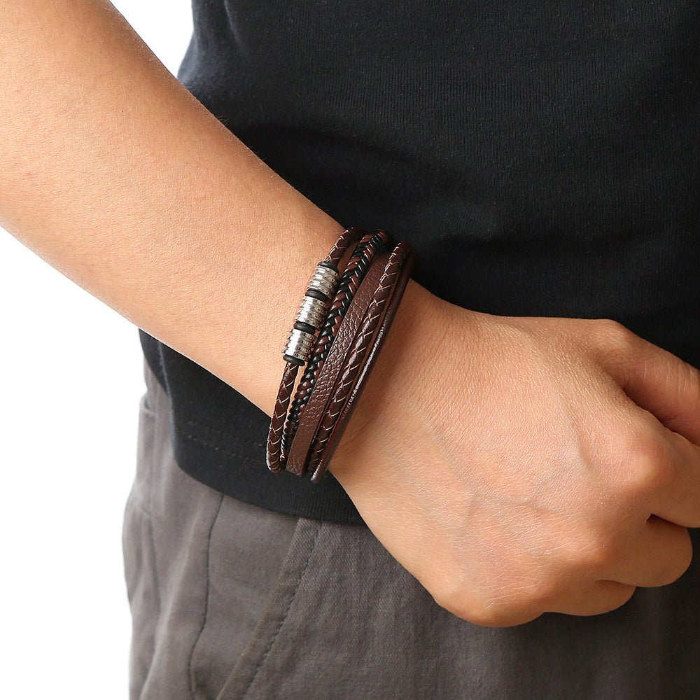 Men’s Woven Leather Bracelet - Trendy Radar