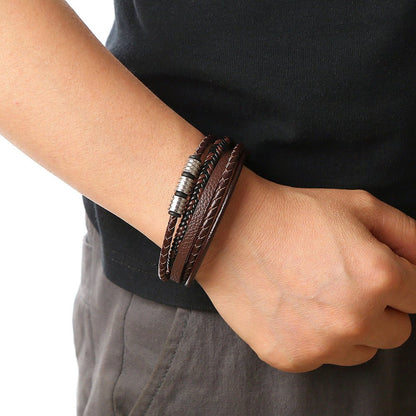 Men’s Woven Leather Bracelet - Trendy Radar
