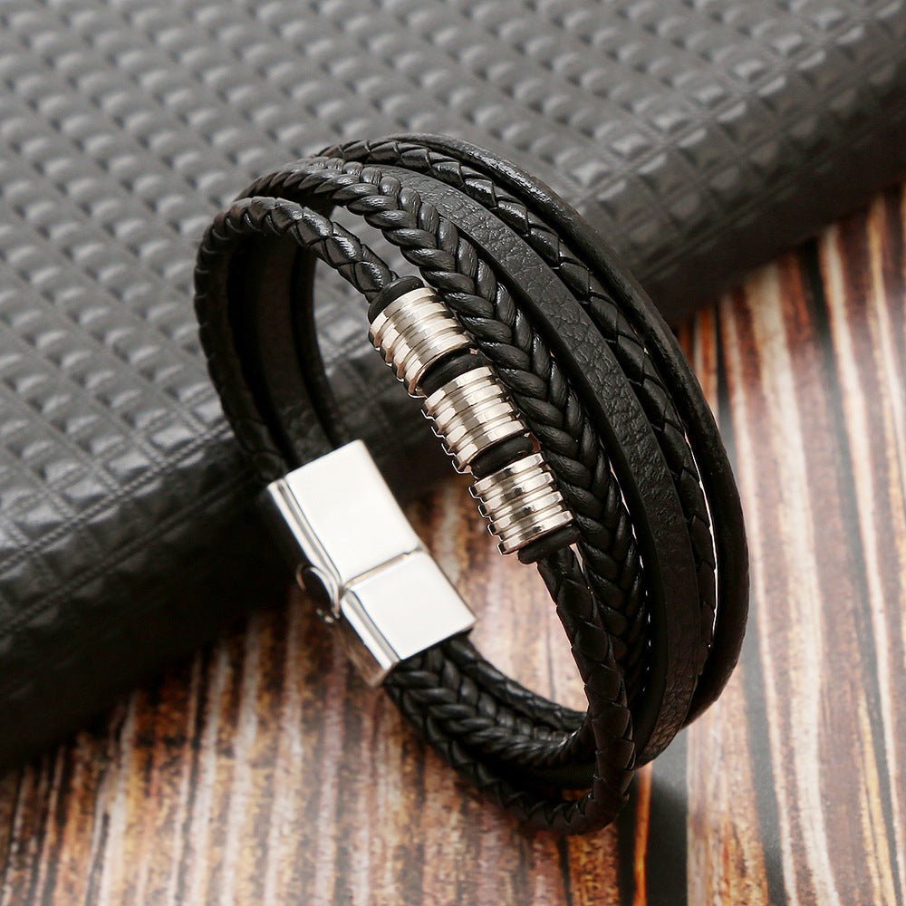 Men’s Woven Leather Bracelet - Trendy Radar