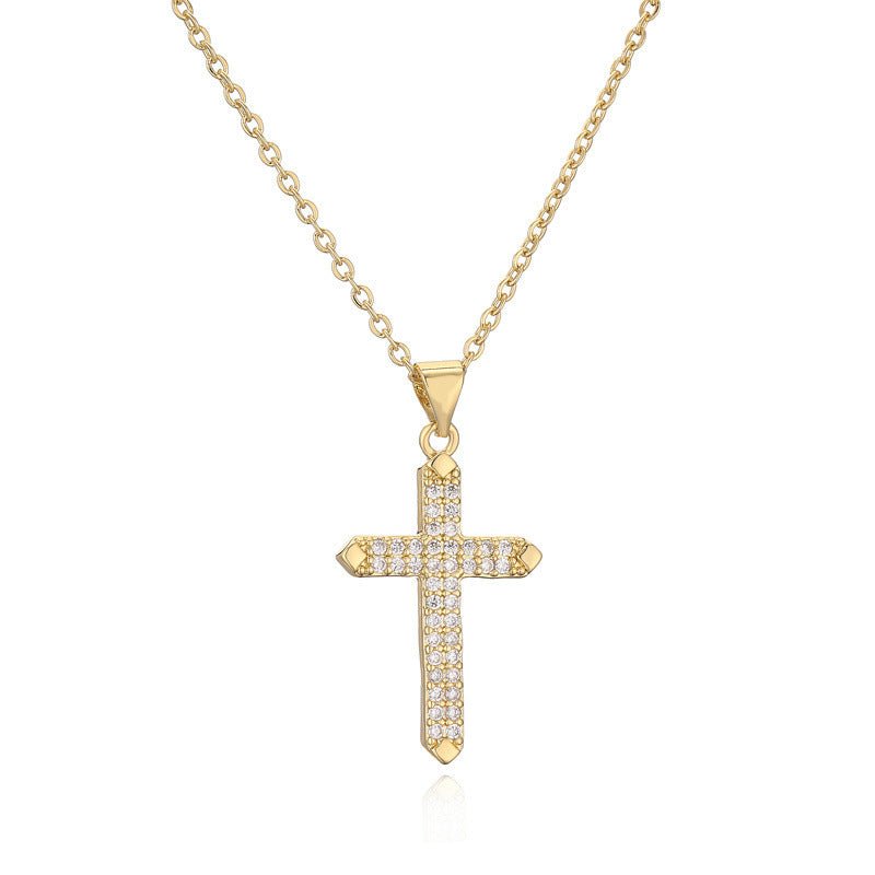Micro - Inlaid Turquoise Cross Necklace - Trendy Radar