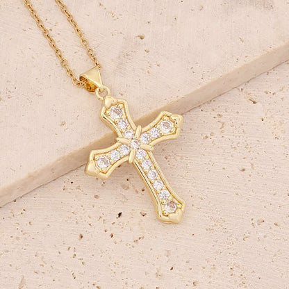 Micro Inlaid Zircon Cross Necklace - Trendy Radar
