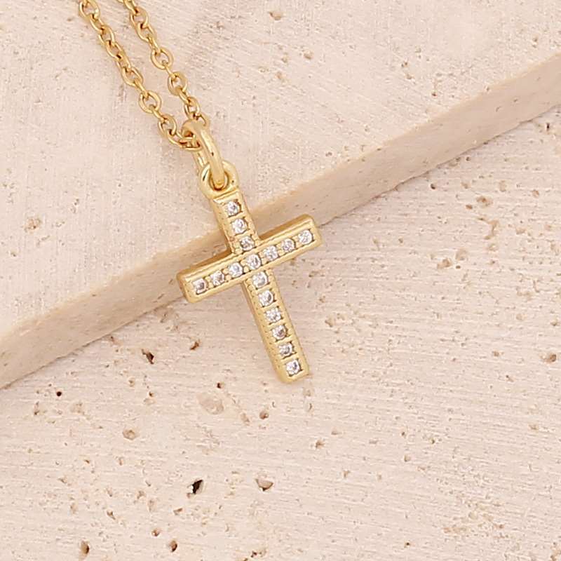Micro Inlaid Zircon Cross Necklace - Trendy Radar