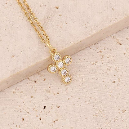 Micro Inlaid Zircon Cross Necklace - Trendy Radar