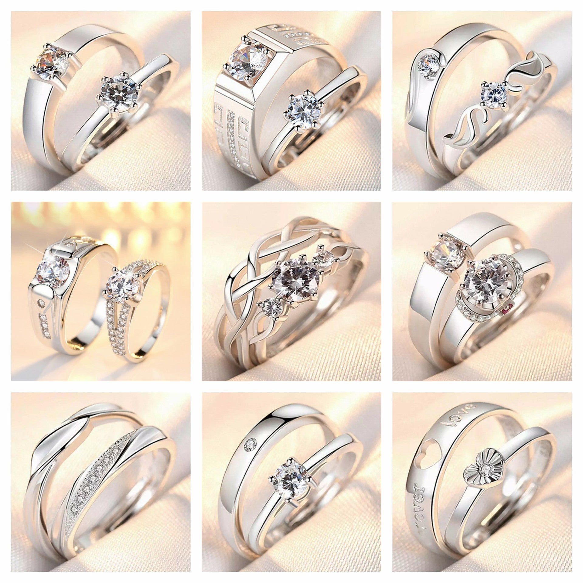 Minimalist Couple Zircon Diamond Crown Ring - Trendy Radar