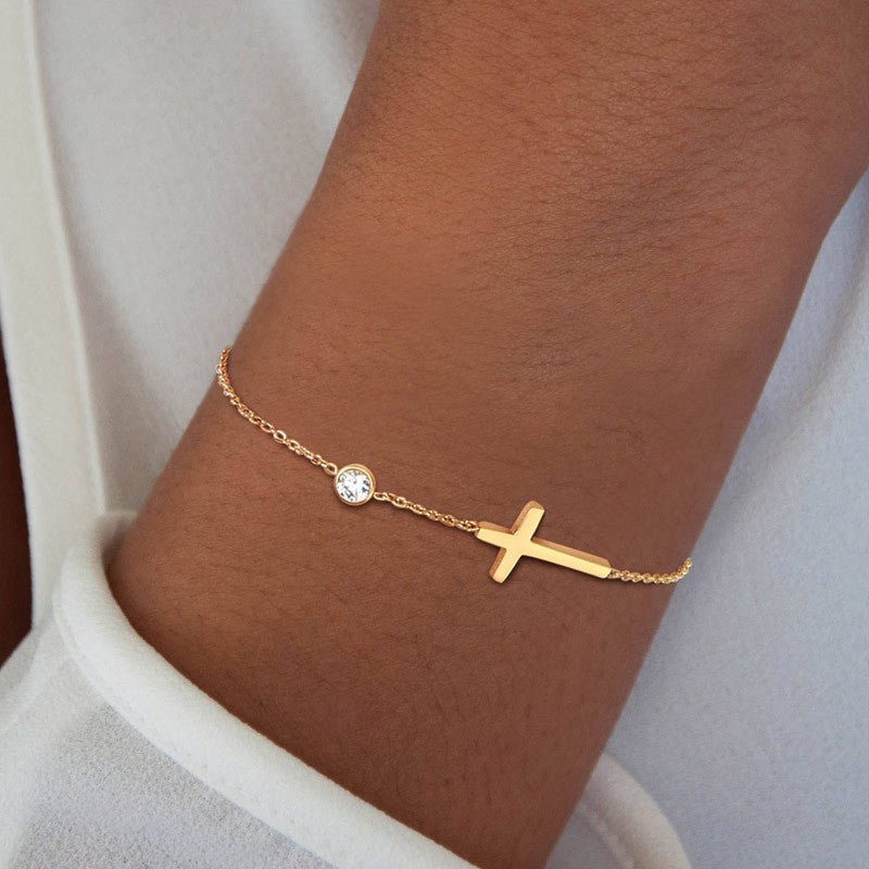 Minimalistic Zircon Cross Anklet & Bracelet Set - Trendy Radar