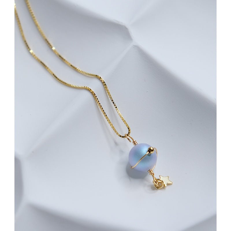 Misty Blue Pearl Planet Necklace – 925 Silver - Trendy Radar