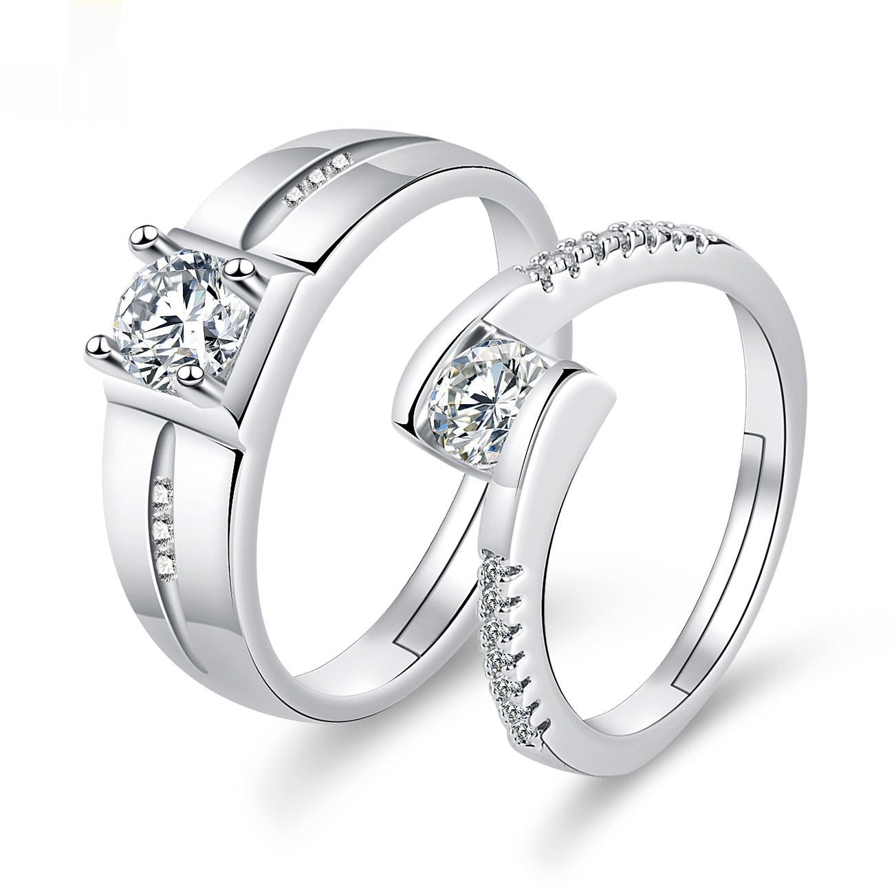 Moissanite Engagement Couple Rings - Trendy Radar