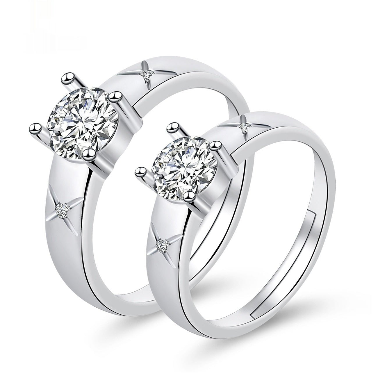 Moissanite Engagement Couple Rings - Trendy Radar